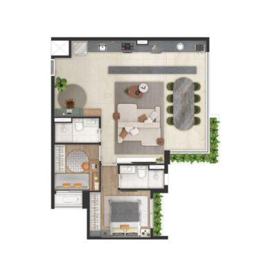 Triunfo Campo Belo - Planta 81m² - Opção 2 dorms Triunfo Campo Belo - Planta 81m² - Opção 2 dorms