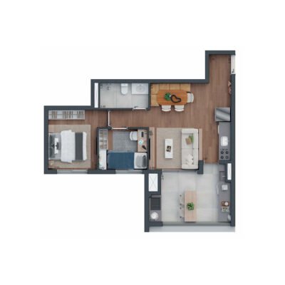 Zeit Brooklin - Planta 60m² - 2 dormitórios Zeit Brooklin - Planta 60m² - 2 dormitórios