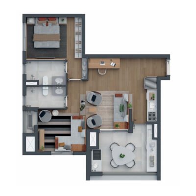 Zeit Brooklin - Planta 72m² - Opção 1 suíte Zeit Brooklin - Planta 72m² - Opção 1 suíte