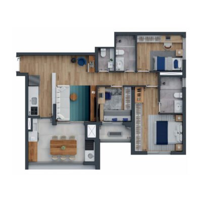 Zeit Brooklin - Planta 86m² - 3 dormitórios Zeit Brooklin - Planta 86m² - 3 dormitórios