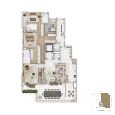 Zen Cyrela & Yoo - Planta 277m² - Opção 3 suítes e roupeiro Zen Cyrela & Yoo - Planta 277m² - Opção 3 suítes e roupeiro