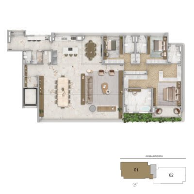Zen Cyrela & Yoo - Planta 320m² - Opção 3 suítes Zen Cyrela & Yoo - Planta 320m² - Opção 3 suítes