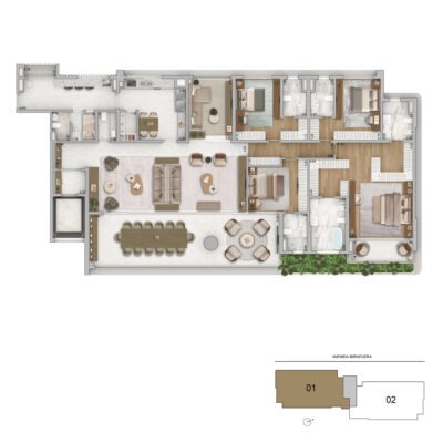 Zen Cyrela & Yoo - Planta 320m² - Padrão 4 suítes Zen Cyrela & Yoo - Planta 320m² - Padrão 4 suítes
