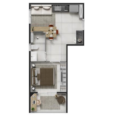 Nex One Estação Eucaliptos - Planta 34m² Nex One Estação Eucaliptos - Planta 34m²