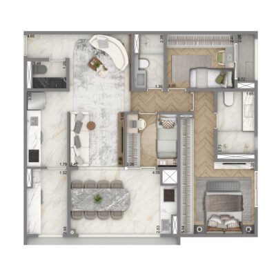 Leven by Living - Planta de 93m² - 3 dormitórios Leven by Living - Planta de 93m² - 3 dormitórios