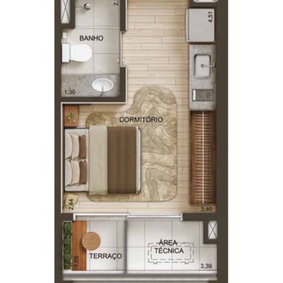 Metropolitan by Lindenberg - Planta 22m² - Studio Metropolitan by Lindenberg - Planta 22m² - Studio