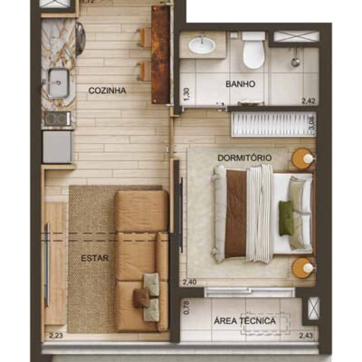 Metropolitan by Lindenberg - Planta 31m² - 1 dorm Metropolitan by Lindenberg - Planta 31m² - 1 dorm