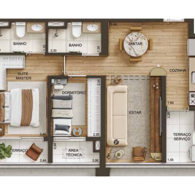 Metropolitan by Lindenberg - Planta 59m² - 2 dorms Metropolitan by Lindenberg - Planta 59m² - 2 dorms
