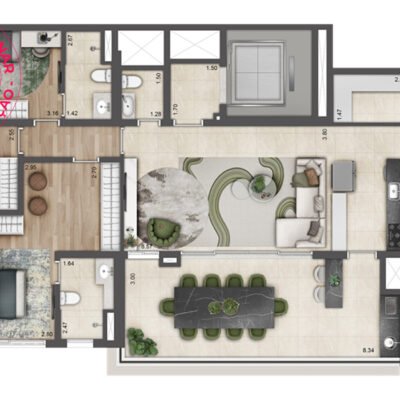 Preliminar - Jardim da Hípica - Planta 149m² - 3 suítes | Final 6 - Torre B Preliminar - Jardim da Hípica - Planta 149m² - 3 suítes | Final 6 - Torre B