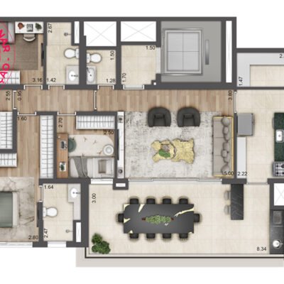 Preliminar - Jardim da Hípica - Planta 149m² - 4 dorms | Final 6 - Torre B Preliminar - Jardim da Hípica - Planta 149m² - 4 dorms | Final 6 - Torre B