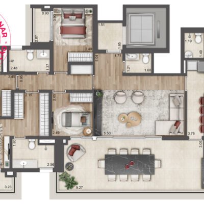 Preliminar - Jardim da Hípica - Planta 170m² - 4 dorms | Final 8 - Torre C Preliminar - Jardim da Hípica - Planta 170m² - 4 dorms | Final 8 - Torre C