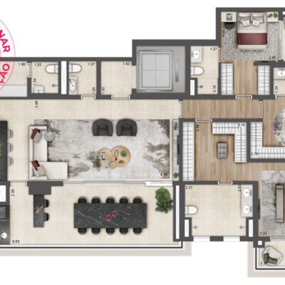 Preliminar - Jardim da Hípica - Planta 180m² - 3 suítes | Final 3 - Torre A Preliminar - Jardim da Hípica - Planta 180m² - 3 suítes | Final 3 - Torre A