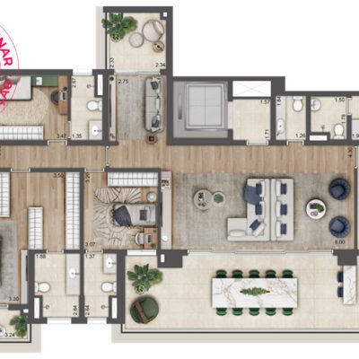 Preliminar - Jardim da Hípica - Planta 223m² - 4 suítes | Final 2 - Torre D Preliminar - Jardim da Hípica - Planta 223m² - 4 suítes | Final 2 - Torre D