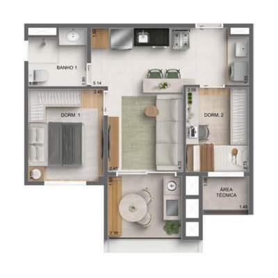 Autoria MAC - Planta 45m² - 2 dorms | Final 11 Autoria MAC - Planta 45m² - 2 dorms | Final 11