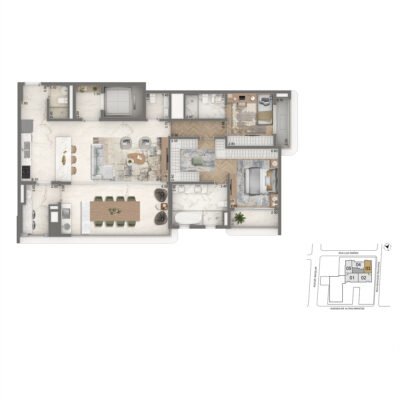 Green Garden by Cyrela - Planta 139m² - Opção | 2 suítes Green Garden by Cyrela - Planta 139m² - Opção | 2 suítes