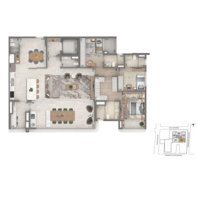 Green Garden by Cyrela - Planta 179m² - Opção | 3 suítes + copa e cozinha aberta Green Garden by Cyrela - Planta 179m² - Opção | 3 suítes + copa e cozinha aberta