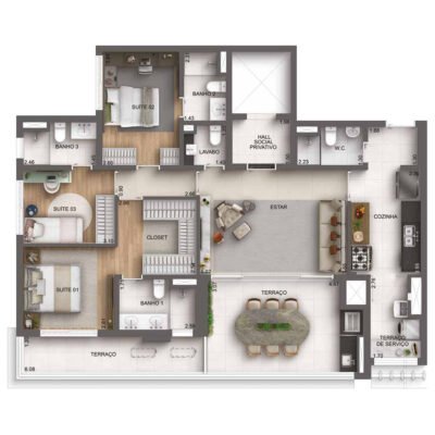 Casa Nacional - Planta 136m² - 3 suítes Casa Nacional - Planta 136m² - 3 suítes