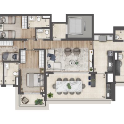 Jardim da Hípica - Planta 133m² - Torre B | 3 suítes Jardim da Hípica - Planta 133m² - Torre B | 3 suítes