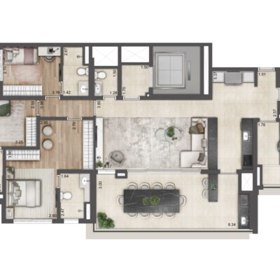 Jardim da Hípica - Planta 150m² - Torre B | Opção 3 suítes Jardim da Hípica - Planta 150m² - Torre B | Opção 3 suítes