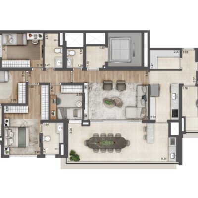 Jardim da Hípica - Planta 150m² - Torre B | 4 dormitórios Jardim da Hípica - Planta 150m² - Torre B | 4 dormitórios