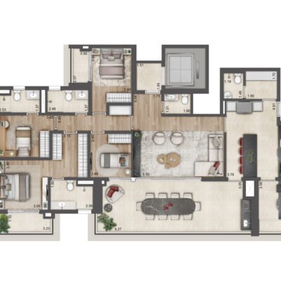 Jardim da Hípica - Planta 171m² - Torre C | 4 dormitórios Jardim da Hípica - Planta 171m² - Torre C | 4 dormitórios