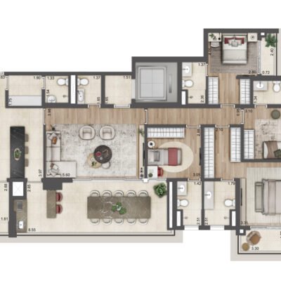 Jardim da Hípica - Planta 180m² - Torre A | 4 suítes Jardim da Hípica - Planta 180m² - Torre A | 4 suítes