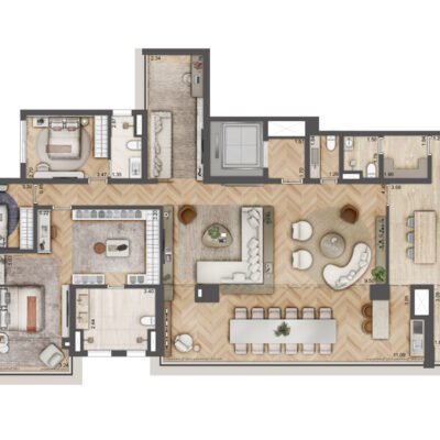 Jardim da Hípica - Planta 223m² - Torre D | Opção 3 suítes Jardim da Hípica - Planta 223m² - Torre D | Opção 3 suítes