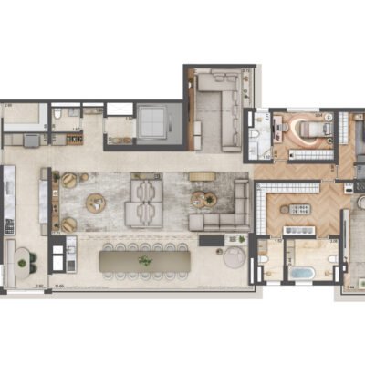 Jardim da Hípica - Planta 276m² - Torre A | Opção 3 suítes Jardim da Hípica - Planta 276m² - Torre A | Opção 3 suítes