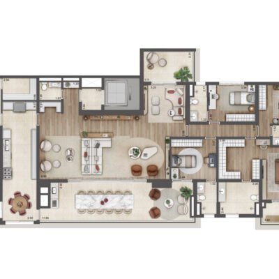 Jardim da Hípica - Planta 276m² - Torre A | 4 suítes Jardim da Hípica - Planta 276m² - Torre A | 4 suítes