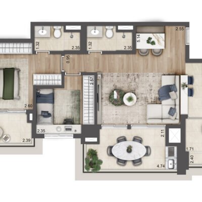 Jardim da Hípica - Planta 84m² - Torre C Final 6 | Opção 2 dormitórios Jardim da Hípica - Planta 84m² - Torre C Final 6 | Opção 2 dormitórios