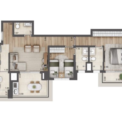 Jardim da Hípica - Planta 84m² - Torre C Final 7 | 2 suítes Jardim da Hípica - Planta 84m² - Torre C Final 7 | 2 suítes