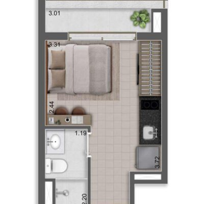 Terrare Studios Moema - Planta 21m² - Studio | Final 15 Terrare Studios Moema - Planta 21m² - Studio | Final 15