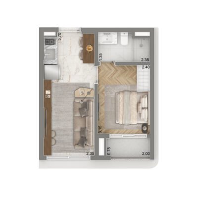 Casa Senses Apartments - Planta 31m² - 1 dorm Casa Senses Apartments - Planta 31m² - 1 dorm