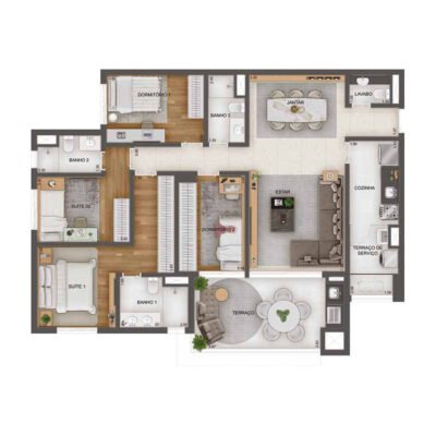 GranResort Reserva São Caetano - Planta 134m² - 4 dorms GranResort Reserva São Caetano - Planta 134m² - 4 dorms