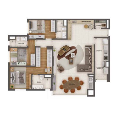 GranResort Reserva São Caetano - Planta 134m² - Opção 3 suítes GranResort Reserva São Caetano - Planta 134m² - Opção 3 suítes