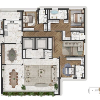 La Galerie - Planta 283m² - Opção 3 suítes La Galerie - Planta 283m² - Opção 3 suítes