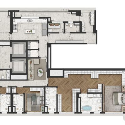 La Galerie - Planta 345m² - Opção 3 suítes La Galerie - Planta 345m² - Opção 3 suítes
