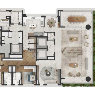 La Galerie - Planta 416m² - Opção 3 suítes La Galerie - Planta 416m² - Opção 3 suítes