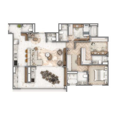 Wellness Chácara Santo Antônio - Planta 140m² - Opção 2 suítes Wellness Chácara Santo Antônio - Planta 140m² - Opção 2 suítes