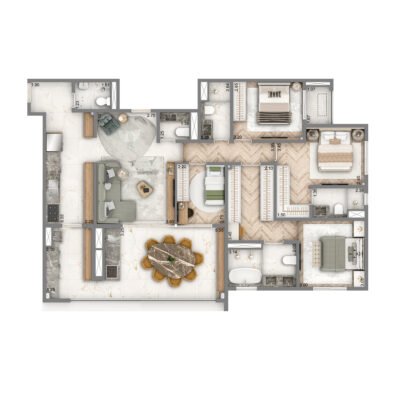 Wellness Chácara Santo Antônio - Planta 140m² - Opção 4 dorms Wellness Chácara Santo Antônio - Planta 140m² - Opção 4 dorms