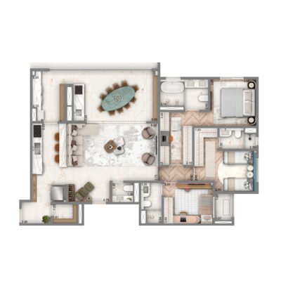 Wellness Chácara Santo Antônio - Planta 140m² - Opção decorado Wellness Chácara Santo Antônio - Planta 140m² - Opção decorado