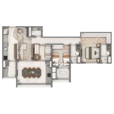 Wellness Chácara Santo Antônio - Planta 90m² - Opção 3 dorms Wellness Chácara Santo Antônio - Planta 90m² - Opção 3 dorms