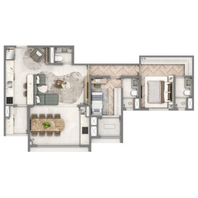 Wellness Chácara Santo Antônio - Planta 90m² - Padrão 2 suítes Wellness Chácara Santo Antônio - Planta 90m² - Padrão 2 suítes